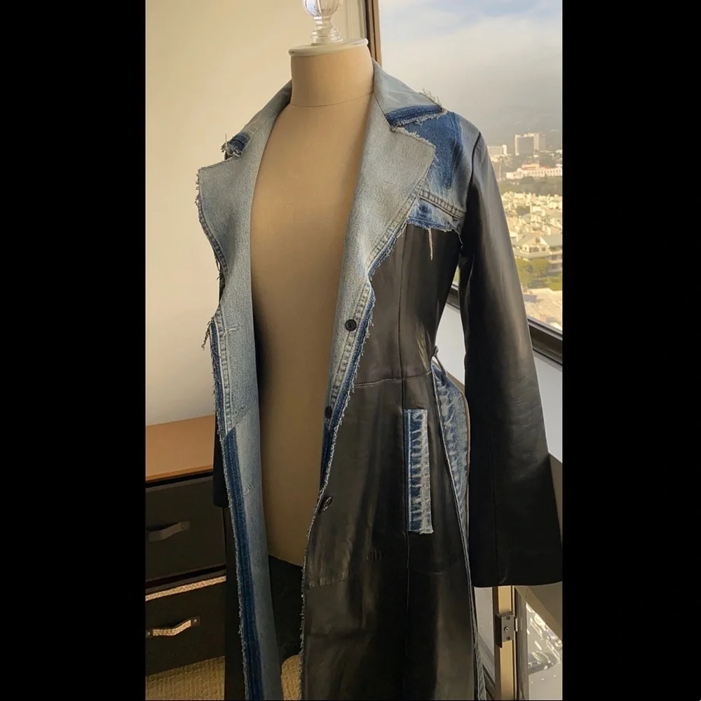 NWOT Genuine leather and Denim coat. - Picture 5 of 8